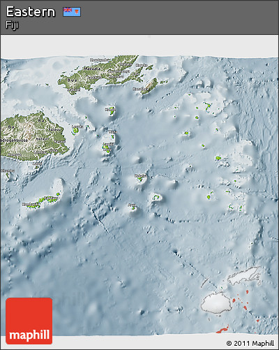 Physical 3D Map of Eastern, semi-desaturated
