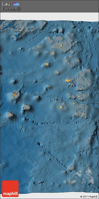 Political 3D Map of Lau, darken