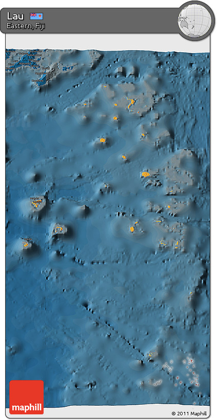 Political 3D Map of Lau, darken