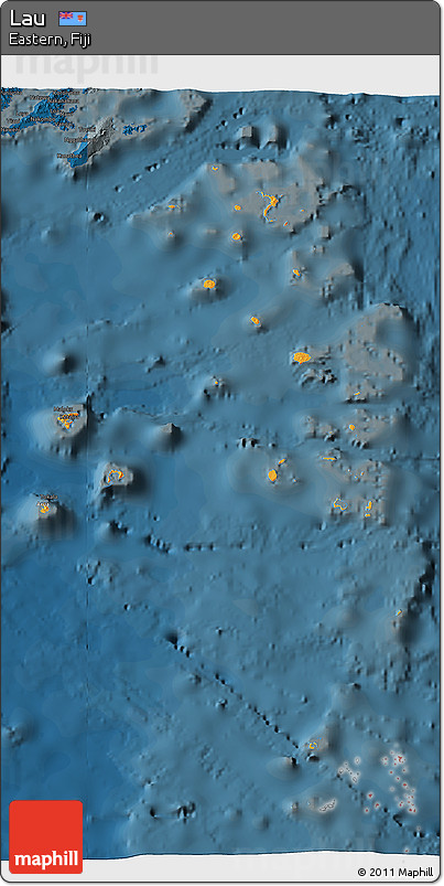 Political 3D Map of Lau, darken