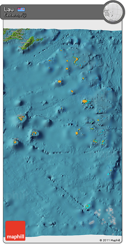 Political 3D Map of Lau, satellite outside