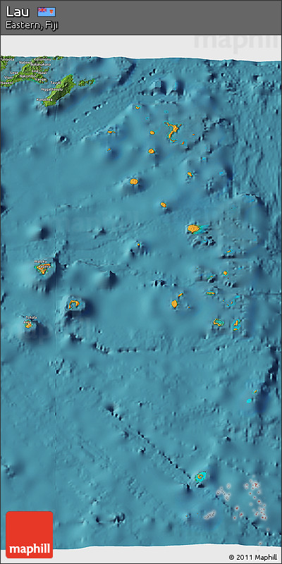 Political 3D Map of Lau, satellite outside