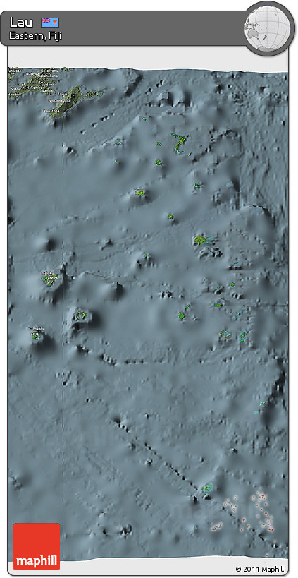 Satellite 3D Map of Lau, semi-desaturated