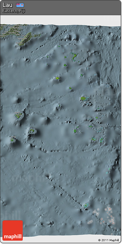 Satellite 3D Map of Lau, semi-desaturated