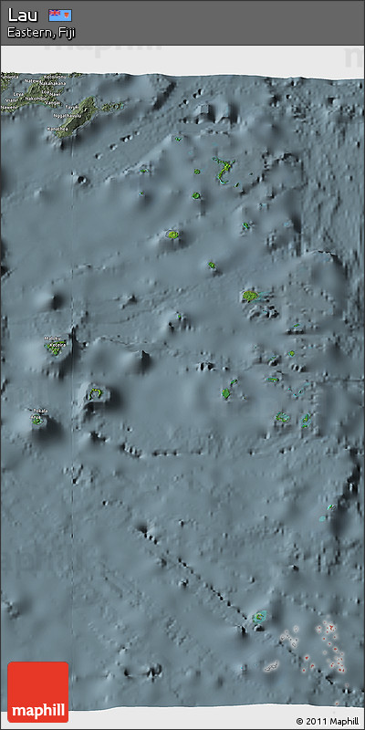 Satellite 3D Map of Lau, semi-desaturated