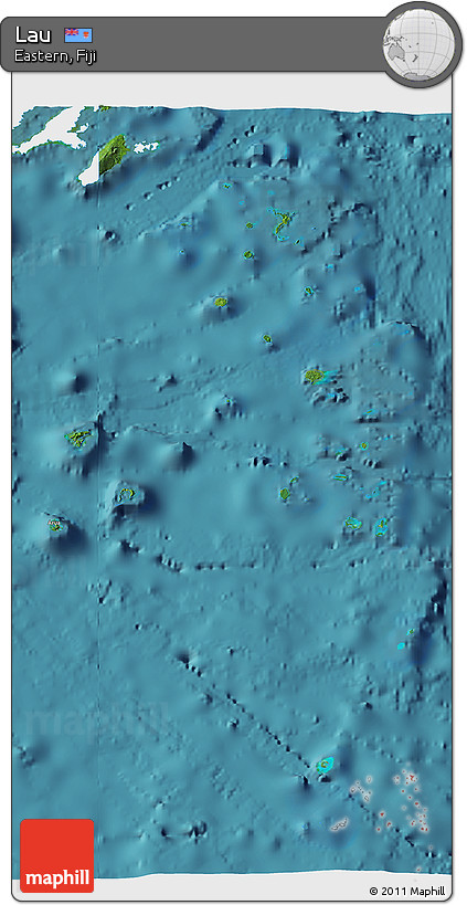 Satellite 3D Map of Lau, single color outside