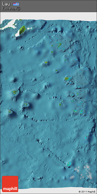 Satellite 3D Map of Lau, single color outside