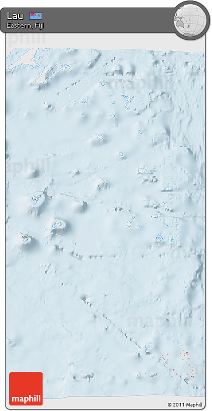 Silver Style 3D Map of Lau, single color outside