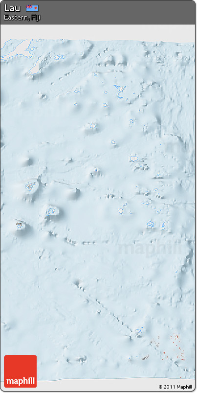 Silver Style 3D Map of Lau, single color outside