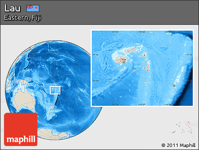 Shaded Relief Location Map of Lau