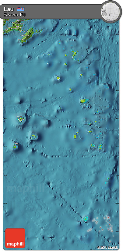 Physical Map of Lau, satellite outside