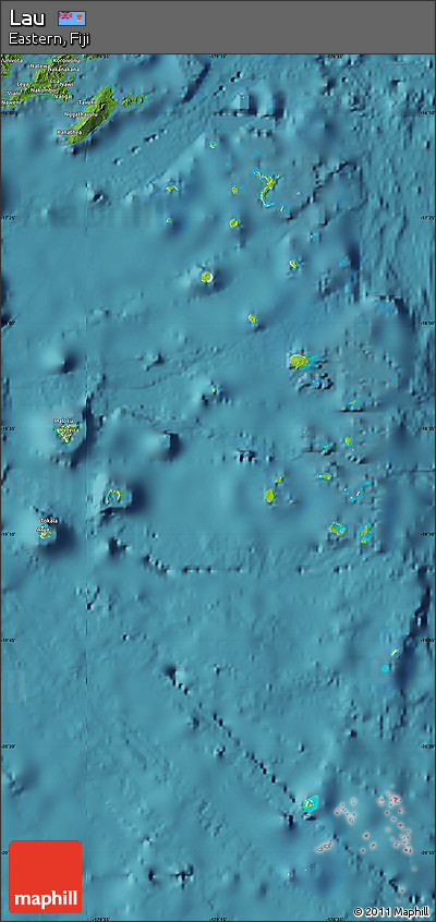 Physical Map of Lau, satellite outside