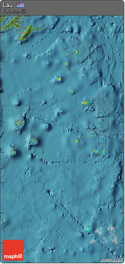 Physical Map of Lau, satellite outside
