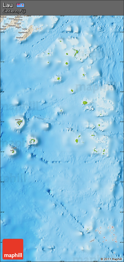 Physical Map of Lau, shaded relief outside