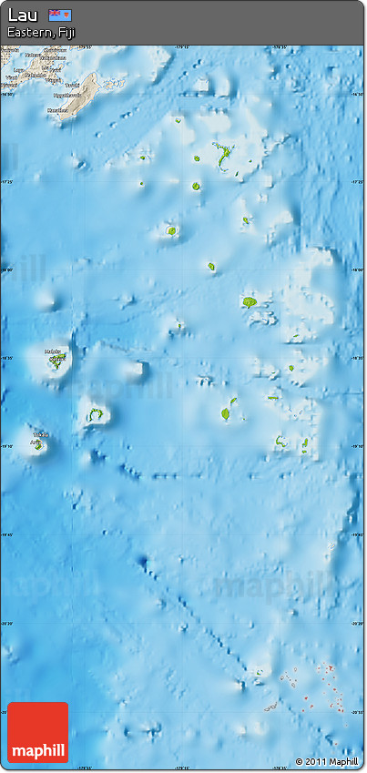 Physical Map of Lau, shaded relief outside