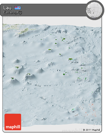 Satellite Panoramic Map of Lau, lighten