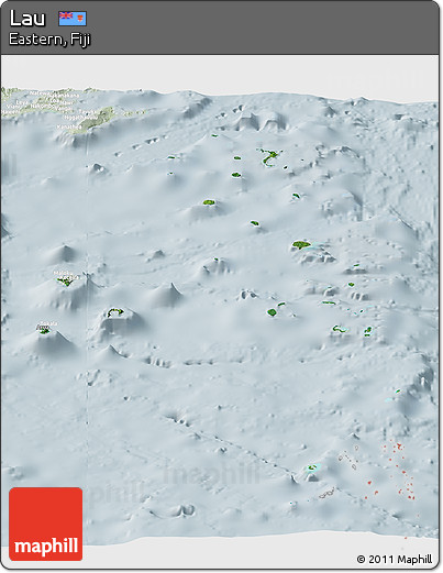 Satellite Panoramic Map of Lau, lighten