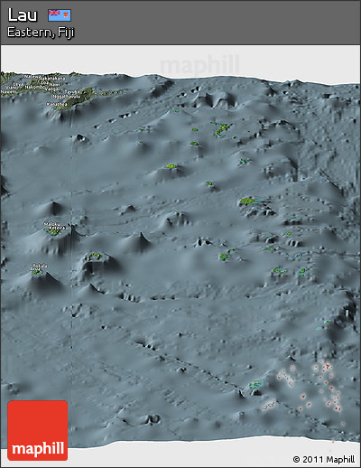 Satellite Panoramic Map of Lau, semi-desaturated
