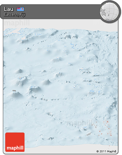 Silver Style Panoramic Map of Lau, single color outside