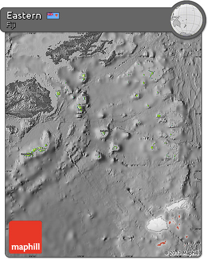 Physical Map of Eastern, darken, desaturated