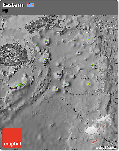 Physical Map of Eastern, darken, desaturated