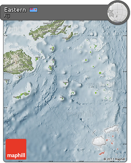 Physical Map of Eastern, semi-desaturated