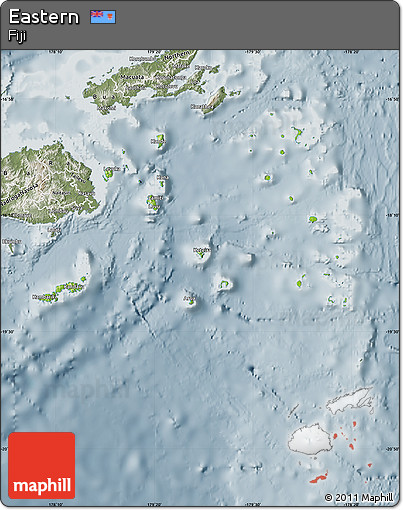 Physical Map of Eastern, semi-desaturated