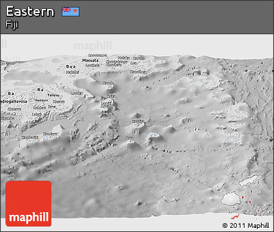 Shaded Relief Panoramic Map of Eastern, desaturated