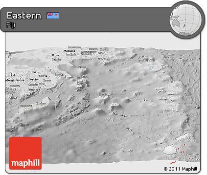 Shaded Relief Panoramic Map of Eastern, desaturated