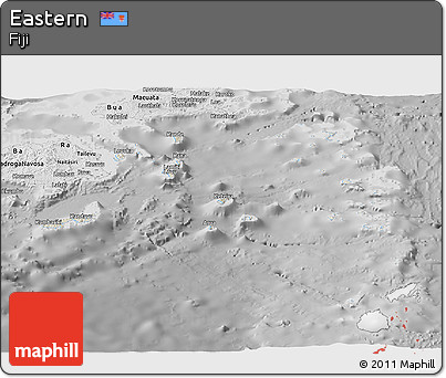 Shaded Relief Panoramic Map of Eastern, desaturated