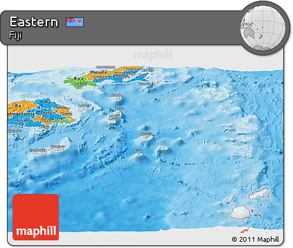 Shaded Relief Panoramic Map of Eastern, political outside