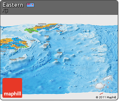 Shaded Relief Panoramic Map of Eastern, political outside