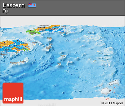Shaded Relief Panoramic Map of Eastern, political outside