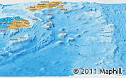 Shaded Relief Panoramic Map of Eastern, political shades outside