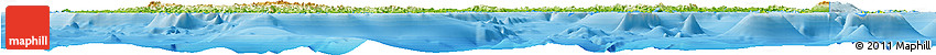 Physical Horizon Map of Fiji, single color outside, bathymetry sea, shaded relief sea