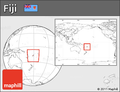 Blank Location Map of Fiji, within the entire continent