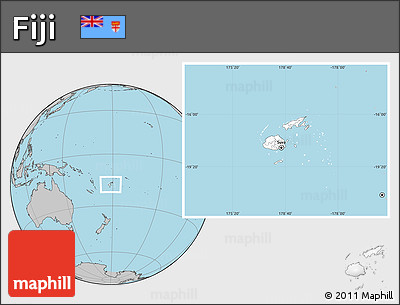Blank Location Map of Fiji, gray outside