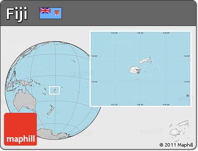 Blank Location Map of Fiji, gray outside