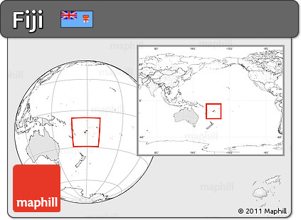 Blank Location Map of Fiji, highlighted continent, within the entire continent
