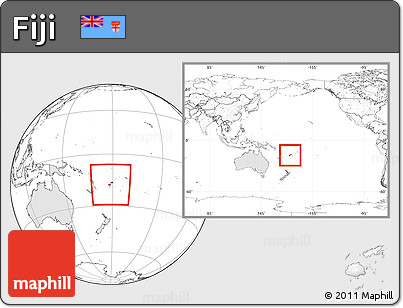 Blank Location Map of Fiji, highlighted continent, within the entire continent