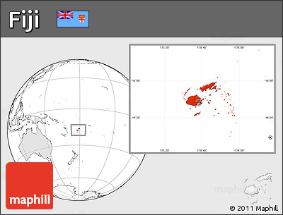 Blank Location Map of Fiji, highlighted continent