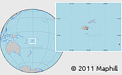 Gray Location Map of Fiji, hill shading inside