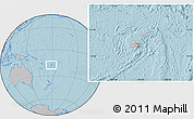 Gray Location Map of Fiji, hill shading outside