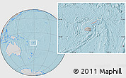 Gray Location Map of Fiji, lighten, desaturated, land only, hill shading