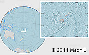 Gray Location Map of Fiji, lighten, semi-desaturated, land only, hill shading