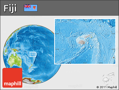 Gray Location Map of Fiji, physical outside