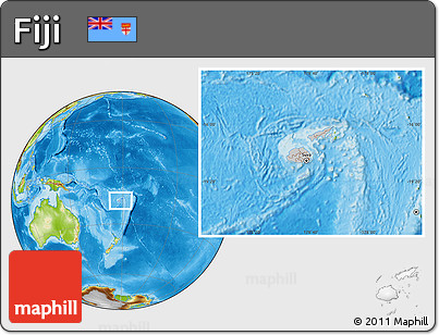 Gray Location Map of Fiji, physical outside