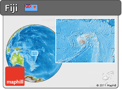 Gray Location Map of Fiji, physical outside, hill shading