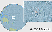 Gray Location Map of Fiji, savanna style outside, hill shading outside