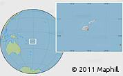 Gray Location Map of Fiji, savanna style outside